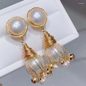 Studörhängen Sgarit Fashion Jewerly Natural Freshwater Pearl Earring 14k Filled Gold Luxury Handmade för Woman Party