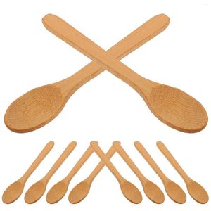 Tea Scoops 10 Pcs Teaspoon Ice Cream Scoop Coffee Stirring Spoons Dessert Bamboo For Mixing Kitchen