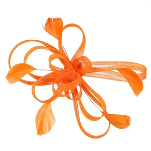 Bandanas Frcolor Wedding Bridal Fascinator Hair Clip Brooch Pin Accessory Orange