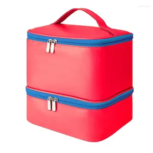 Sacos de armazenamento Organizador de unhas Bolsa Polonês PU Couro Maquiagem Portátil Cosmético Grande Bolsa Kit de Cuidados