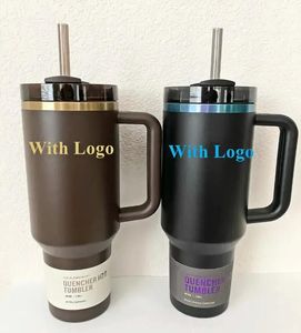 1:1 with Black Chroma Chocolate Gold Quencher H2.0 40oz Stainless Steel Tumblers Cups with Handle Lid and Straw Winter Pink Parade Car Mugs Water Bottles 0319