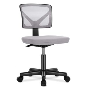 DUMOS Armless Desk Chairs with Wheels Cute Home Office No Arms, Ergonomic Adjustable Swivel Rolling Task Chair, Comfy Mesh Mid Back Computer Work Vanity Chair