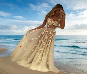 2022 Uma linha pura tule vestido de baile on-line EUA longo celebridade sexy espaguete vestidos de noite vestidos formais com flores feitas à mão4518364