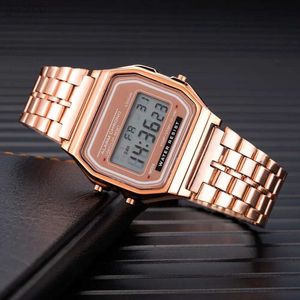 Relógios de pulso Luxo Womens Rose Gold Silicone Relógios Mulheres Moda LED Relógio Digital Casual Senhoras Relógio Eletrônico Reloj Mujer 2023 24319