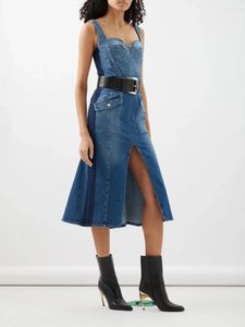 Abiti casual 2024 Estate Donna Gonna di jeans Corsetto di cotone Abito sexy con canotta Y2k Abbigliamento Moda Reggiseno lungo di alta qualità