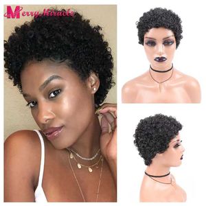 Parrucche sintetiche Parrucche sintetiche con taglio corto pixie per le donne Parrucche sintetiche afro ricci complete con capelli sottili Parrucche acconciature afroamericane 240329