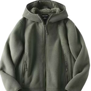 Fleece Hooded for Men's 2023 New Plush and Thick Top, Winter Outdoor Sports Fleece Warm Jacket