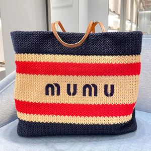 Miumiubag Summer Shop Raffias Designer Tote Bag Grande Palha Pochette Moda Feminina Luxo Weave Beach Bag Homem Viagem Duffle Bolsa Crossbody Clutch Bolsas de Ombro