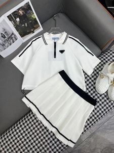 Designer Women's Two Piece Dress Set High Quality Summer New Casual Set Polo Shirt Pleated Half Skirt Set