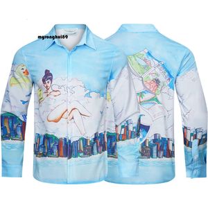 casablanca tshirt Long Sleeved Loose Fashion Sports Leisure Spring Autumn Men's and Women's Flower Shirt