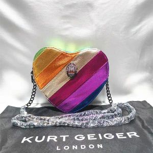 Kurt Geiger Heart -formade tygväskor Crossbody Bag Handväska Luxur Designer Bag Läder London Designers Women Man Mini Shoulder Bag Metal Sign Pochette Clutch
