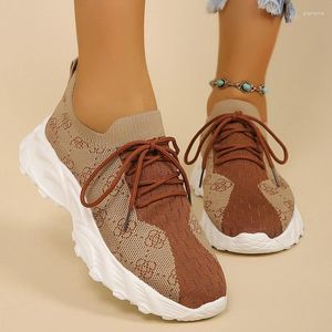 Casual Shoes Brand Design Knitted Platform Sneakers Women 2024 Spring Soft Thick Sole Sport Woman Plus Size 42 Breathable Running