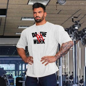 Herrar t skjortor märke herr mode förläng hip hop sommar kort ärm t-shirt bomull muskel killar kroppsbyggande gym Kläder fitness skjorta