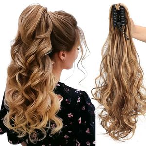 Synthetic Wigs Wavy Ponytail Hair Synthetic Long Wavy Claw Clip Hair Heat Resistant Fiber Ponytail Wig For Women 240329