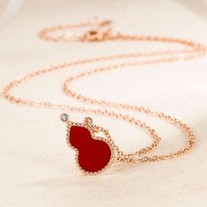 Novo colar elegante de cabaça vermelha com corrente e colar elegante estilo chinês