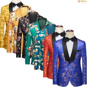 Męskie garnitury 2024 Koreańska szczupła kurtka dla mężczyzn Mężczyznę Modną Dress Flat Różne wzory haftu do wyboru Blazer M-5xl 6xl