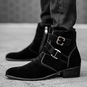 Botlar Tasarımcı Yeni Erkekler Süet Süet Fermuar Ayakkabı Botalar Buzlu Trend Sıradan Lüks Moda Hightop Chelsea ayak bileği botları