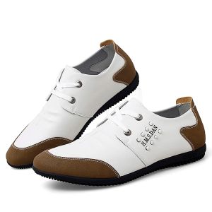 Sapatos de sapatos de golfe masculino, design casual de couro de sapatos de couro