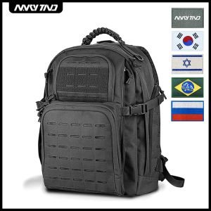 Väskor Taktisk ryggsäck Arméstil utomhusjaktväska 3p Molle Assault Pack Men's EDC för vandringsläge Militärpistol Case 45L Black