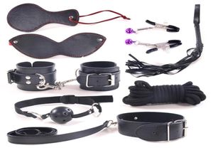 Loja de ferramentas sexuais, produtos sexuais adultos, 8 peças, conjunto de brinquedos sexuais de couro, bdsm, fetiche, bondage, kit de brinquedos sexuais para casais y1901313153