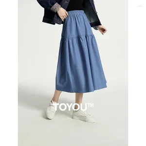 Spódnice Toyouth Women Dżinsowa spódnica 2024 Autumn Elastyczna talia A w kształcie litery A w kształcie litery PLACK