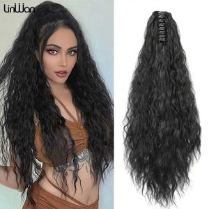 Syntetiska peruker Syntheitc Long Wavy Curly Claw Ponytail Clip på hästsvanshår för kvinnor Ponny Tail Hairpiece Curly Style Linwan 240328 240327