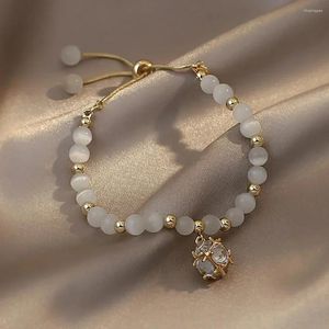 Strand Women Fashion Bling Selling Jewelry High-end Natural Opal Beads Beaded Copper Inlaid Zircon Shell Pearl Bracelet