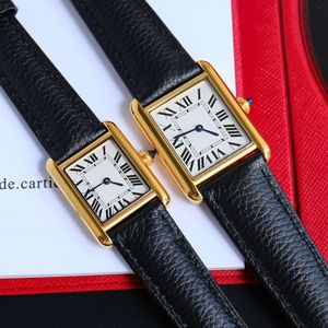 Womens and Mens Designer Brand Couple Watch Luxury Quartz Movement Watch Exquisite Small Leather Strap Fashionable and Exquisite Couple Gift