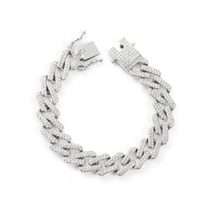 Catena 20 mm diamante Miami polo bracciali a maglia cubana oro bianco 14 carati ghiacciato gioielli con zirconi cubici ghiacciati 7 pollici 8 pollici 9 pollici goccia Dhgarden Dholi DHGATE