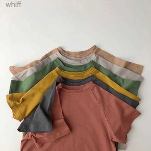 T-shirts Kids Summer Tees Solid Color T-shirts for Boys Girls Casual Korea Style Simple Design Short Sleeve Children Cotton Top VestC24319