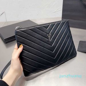 2024 Umhängetasche, Luxus-Designer, schwarzes Leder, gestreift, Clutch, Umhängetasche, Geldbörse für Damen