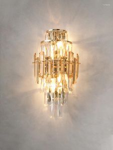 Duvar lambası Büyük LED Mum Sconce Modern Restoran Oturma Odası Retro Koridor Altın Kristal Işık Lustres