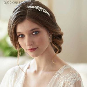 Tiaras moda gelin kafa bandı gümüş renk rhinestone kristal tiara düğün taç prenses tiara mücevher gelin düğün saç takı y240319