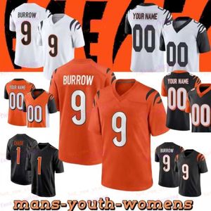 9 Joe Burrow Camisa de futebol 1 Ja'Marr Chase Tee Higgins Evan McPherson Zack Moss Sam Hubbard Logan Wilson Trey Hendrickson Myles Murphy Tyler Boyd Scott Daxton Hill