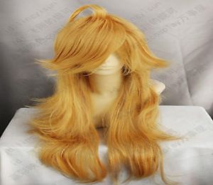Collant con parrucca COS reggicalze New Long Blonde Cosplay Party Parrucche ondulate5345715