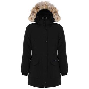 Canadá senhoras ganso pato para baixo casaco longo casacos de inverno jaqueta feminina parka com capuz (preto)