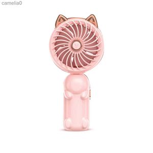 Ventiladores elétricos Ventilador portátil portátil com orelhas de gato - Mini ventilador com bateria recarregável USB Ventilador pequeno dobrável (rosa) C24319