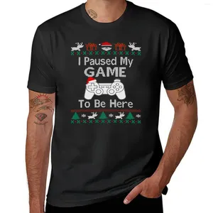 Erkek Polos Ben burada olmak için oyunumu duraklattım çirkin Noel kazak t-shirt hayvanlar için erkekler için kore moda büyük boy bluz erkek egzersiz gömlek