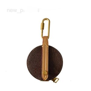 Keychains & Lanyards Designer Brand Leather old Pattern Circular Zero Wallet Pendant Cute Earphone Bag Car Keychain Gift D3OB