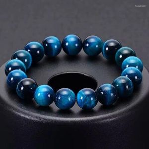 Strand 6/8/10/12mm Natural Blue Tiger Eye Bracelet Stress Relief Elastic Yoga Agate Beads Bangle For Men Women Jewelry Gifts