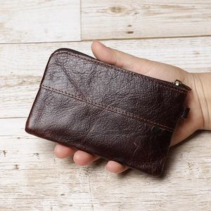 Card Holders Soft-Top Layer Of Cattle Pick-Up Bag Small Change Purse Men And Women Retro Hand-Wax Leather Ultra-Thin Driver's License Pack