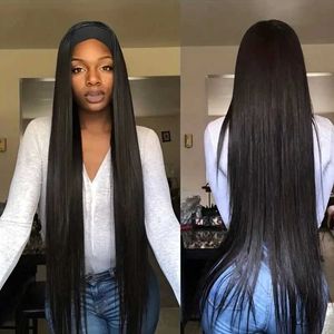 Synthetic Wigs Long Straight Headband Wig 30 Inch Synthetic Wig High Quality Wigs For Women Black Wig Cosplay Daily Use Heat Resistant Fiber 240329