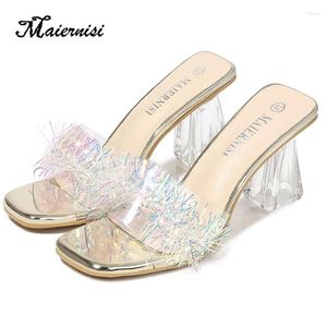 Chinelos sexy sapatos de salto alto personalidade de salto grosso feminino pvc marca tamanho grande verão transparente