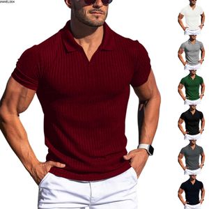 Designer Summer New Polo Shirt Lapel Verck pionowy pasek z krótkim rękawem Męskie koszulka