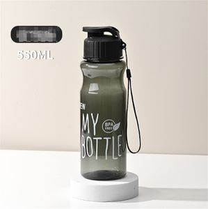 10 Colors Transparent Water Bottle Portable Sport Cup for Drinking Kitchen Tools 550ml Water Bottle For School Gym Travel Girl Boy