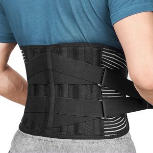 Back Lumbar Support Belt Men Spine Decompression Waist Trainer Adjustable Back Brace for Lower Back Pain Relief with 6 Stays 240306