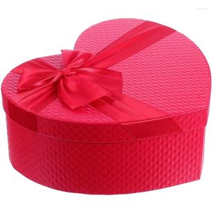 Gift Wrap Wedding Candy Box Heart Gifts Packaging Ribbon Treat Present Case Party Favors (Red)