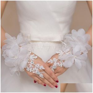 Bridal Gloves Wrist Length Short Elegant Fingerless Lace Appliques Hand Wear Wedding Accessories Drop Delivery Party Events Dhuqs