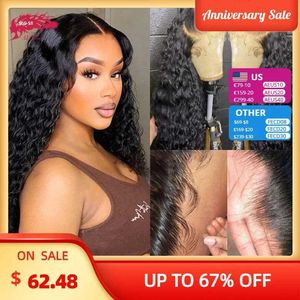 Syntetyczne peruki syntetyczne Peruki Ali Queen HD Conn Contagure 6x6/7x7 Blue Blue Wid Water Wave 180 Gęstość Indina Virgin Human Hair 13x4/13x6 Koronkowa peruka czołowa 240329