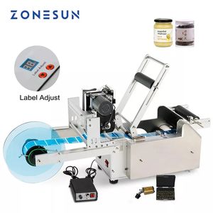 ZONESUN LT-50D Semi Automatic Labeling Machine Label Applicator Printer PET Plastic Bottle Date Coder Label Dispenser Machine